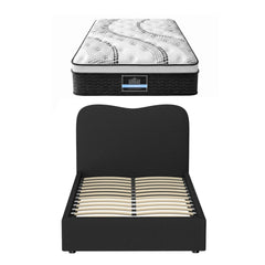 Giselle 32cm Euro Top King Single Mattress 5-Zone and Artiss Boucle Bed Frame Set