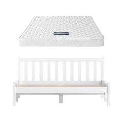 Giselle Double Mattress with Artiss Wooden Bed Frame Natural Pine Timber Base