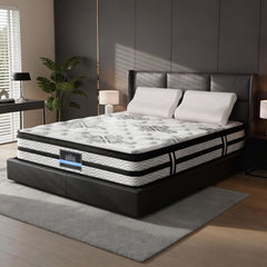 Giselle Queen 34cm 5-Zone Euro Top Pocket Spring Mattress with 2 Natural Latex Contour Pillows