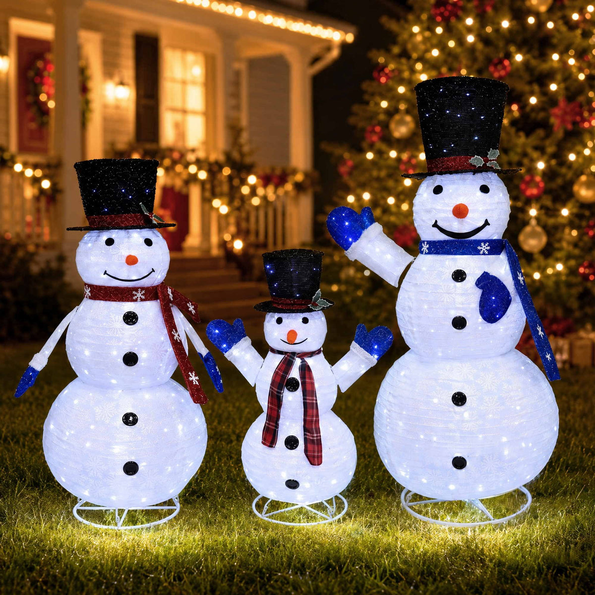 Jingle Jollys Christmas Lights 330 LED Fairy Light 3pcs Snowman Decorations Set