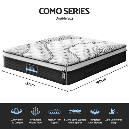 Giselle Bedding 32cm Mattress Euro Top Double