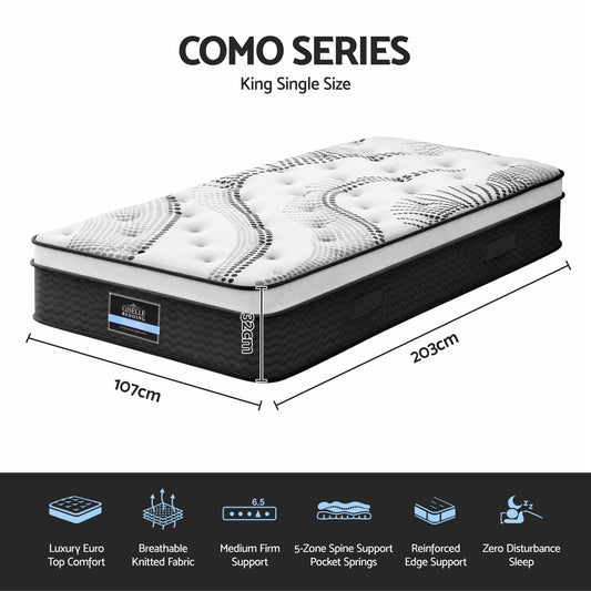 Giselle Bedding 32cm Mattress Euro Top King Single