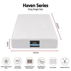 Giselle 25cm King Single Hybrid Mattress Soft Knitted Fabric Edge Support Gel Foam