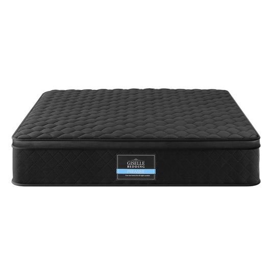 Giselle Bedding Double Mattress 34cm Euro Top with 5-Zone Pocket Spring Support Black
