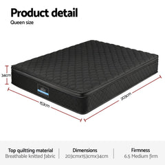 Giselle Bedding Mattress 34cm 5-Zone Pocket Spring Egg-crate Memory Foam Queen