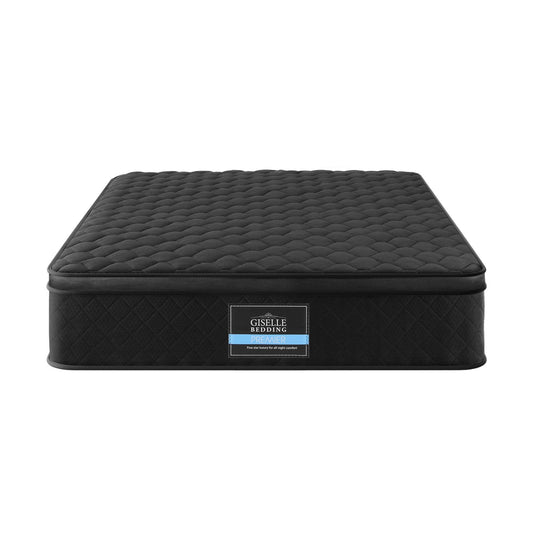 Giselle Bedding Single Mattress 34cm Euro Top with 5-Zone Pocket Spring Support Black