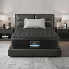 Giselle Bedding Single Mattress 34cm Euro Top with 5-Zone Pocket Spring Support Black