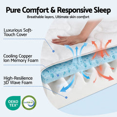 Giselle 35cm King Single Mattress Firm with Copper Memory Foam and Edge Support