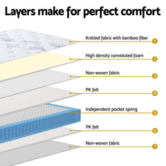 25cm Giselle Mattress King Single Bed Pocket Spring Mattresses