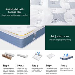 25cm Giselle Mattress King Single Bed Pocket Spring Mattresses