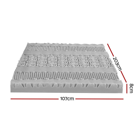 Giselle Bedding 8cm Memory Foam Mattress Topper 7-Zone Graphite King Single