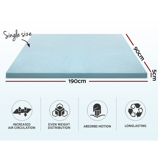 Giselle Bedding Memory Foam Mattress Topper Cool Gel 5cm Single