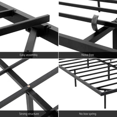 Artiss Double Bed Frame,Floating Metal Bed Frame with Smart LED Lights - Sturdy Metal Platform Bed Base, Silent Design, Tool-Free Assembly, 300KG Capacity for Home/Hotel/Master Bedroom