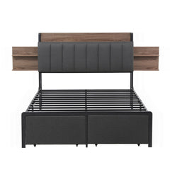 Artiss Metal Bed Frame Double Size with 2-Tier Hidden Storage with Charging Station