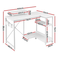 Artiss Computer Desk L-Shape Home Office Study Table Open Shelves White 100CM