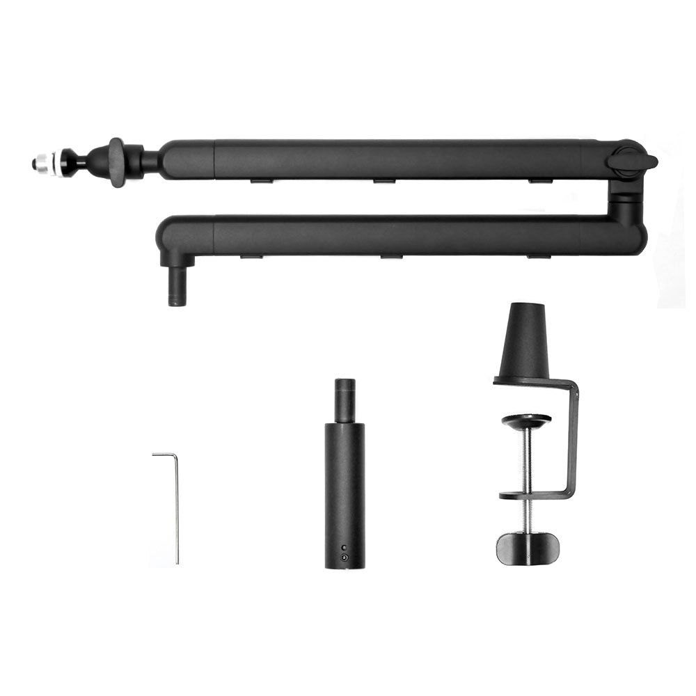 Mic Arm Microphone Holder Swivel Suspension Boom Hidden Cable Channels Versatile Desk Clamp Counterweight 1/4闁?3/8闁?5/8闁?Mic Mounts Studio Broadcast Streaming Work