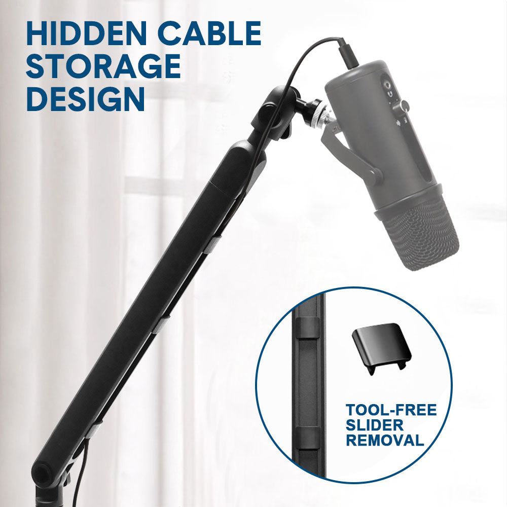 Mic Arm Microphone Holder Swivel Suspension Boom Hidden Cable Channels Versatile Desk Clamp Counterweight 1/4闁?3/8闁?5/8闁?Mic Mounts Studio Broadcast Streaming Work
