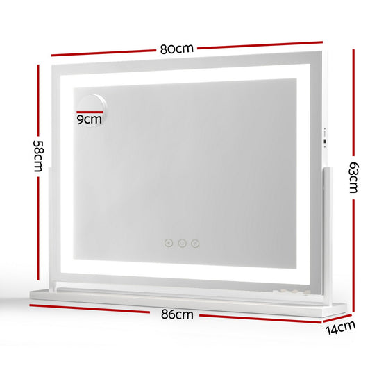 Embellir Makeup Mirror 80x58cm 360～ Rotatable Vanity Mirror with Lights Bright Light Strip Adjustable