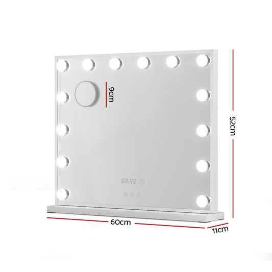 Embellir Makeup Mirror 60x52cm Hollywood Vanity with LED Light Tabletop White