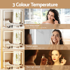 Embellir Bluetooth Makeup Mirror 58x46cm Hollywood Vanity with LED Light Crystal