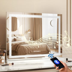 Embellir Bluetooth Makeup Mirror 58x46cm Hollywood Vanity with LED Light Crystal
