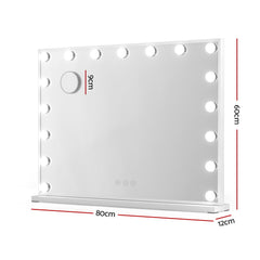 Embellir Makeup Mirror 80x58cm Hollywood Vanity with LED Light Tabletop Wall