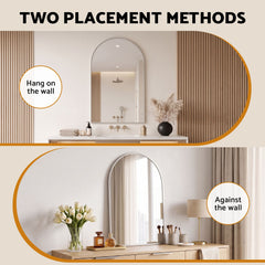 Embellir Arch Wall Mirror, Decorative Silver Frame Mirrors, 86x50cm Bathroom Vanity Mirror, Slim Frame for Living Room Entryway Bedroom Decor