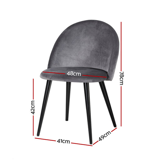 Artiss Dining Chairs Set of 4 Velvet Solid Curved Dark Grey