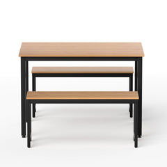 Artiss Dining Table and Chairs Set 3PCS Kitchen Metal Desk Bench Natural Oak