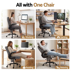 Artiss 2 Point Massage Office Chair Leather Mid Back Grey