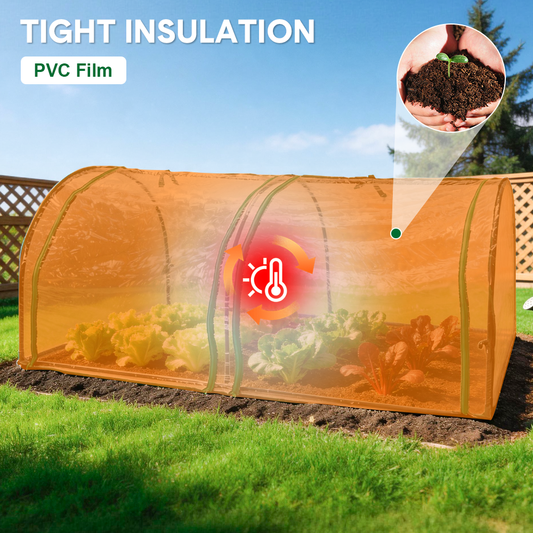 Mini Greenhouse Portable Clear Tunnel Grow House with PVC Cover and Roll-Up Zippered Door Protective Shed for Garden Backyard Vegetables Plants 2x1x0.8m