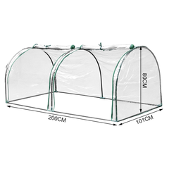 Mini Greenhouse Portable Clear Tunnel Grow House with PVC Cover and Roll-Up Zippered Door Protective Shed for Garden Backyard Vegetables Plants 2x1x0.8m