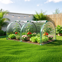 Mini Greenhouse Portable Clear Tunnel Grow House with PVC Cover and Roll-Up Zippered Door Protective Shed for Garden Backyard Vegetables Plants 2x1x0.8m