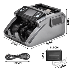 Money Counter Mixed Denomination Auto Bill Counter Multi Currency Value Count with CIS/UV/MG/IR Counterfeit Detection and Dual-Screen Display for Business