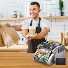 Money Counter Mixed Denomination Auto Bill Counter Multi Currency Value Count with CIS/UV/MG/IR Counterfeit Detection and Dual-Screen Display for Business