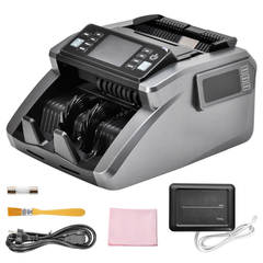 Money Counter Mixed Denomination Auto Bill Counter Multi Currency Value Count with CIS/UV/MG/IR Counterfeit Detection and Dual-Screen Display for Business
