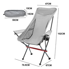 Ultra-Light 1.5KG Portable Folding Rock Camping Chair No Tools Setup 150kg Capacity Heat-Resistant Oxford Fabric Armrests Design with Side Pockets