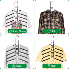 8 Sets Magic Clothes Hangers Detachable 5-in-1 Multilayer Carbon Steel Coat Hanger with Anti-Slip Foam Sleeves Space Saving for Wardrobe Closet Storage