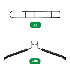 8 Sets Magic Clothes Hangers Detachable 5-in-1 Multilayer Carbon Steel Coat Hanger with Anti-Slip Foam Sleeves Space Saving for Wardrobe Closet Storage