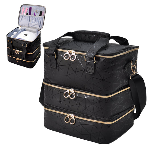 3 Layer Nail Polish Organizer Holds 84 Bottles Detachable and Waterproof Nail Care Storage Box for Lamp and Nail Art Manicure Tools Travel Carrying Case