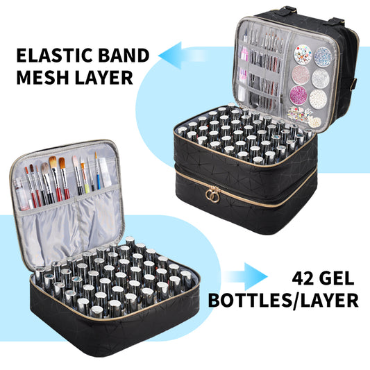 3 Layer Nail Polish Organizer Holds 84 Bottles Detachable and Waterproof Nail Care Storage Box for Lamp and Nail Art Manicure Tools Travel Carrying Case