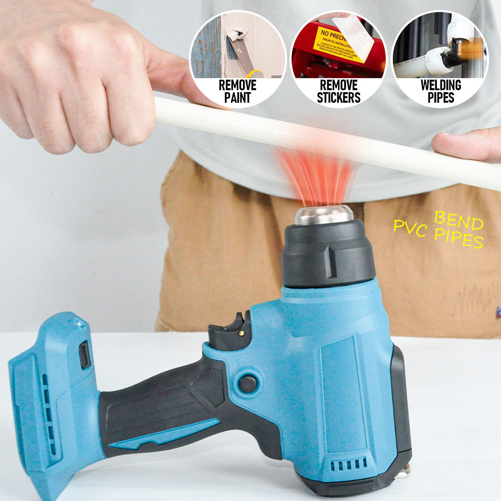 Cordless Heat Gun Hot Air Gun High Low Temperature Compatible for Makita 18V Lithium Battery With 5 Nozzles for Shrink Wrapping Tube Bending Body Only