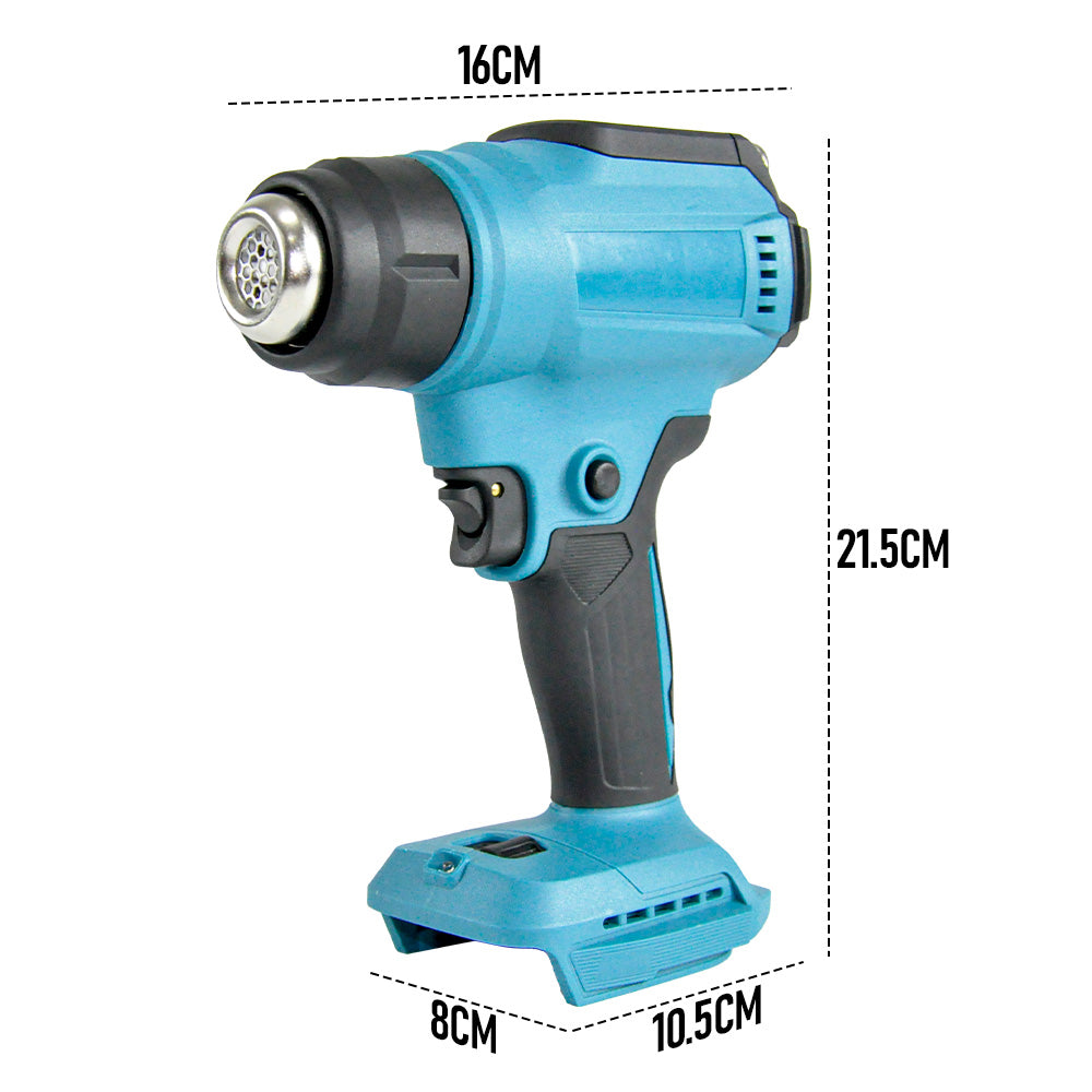 Cordless Heat Gun Hot Air Gun High Low Temperature Compatible for Makita 18V Lithium Battery With 5 Nozzles for Shrink Wrapping Tube Bending Body Only