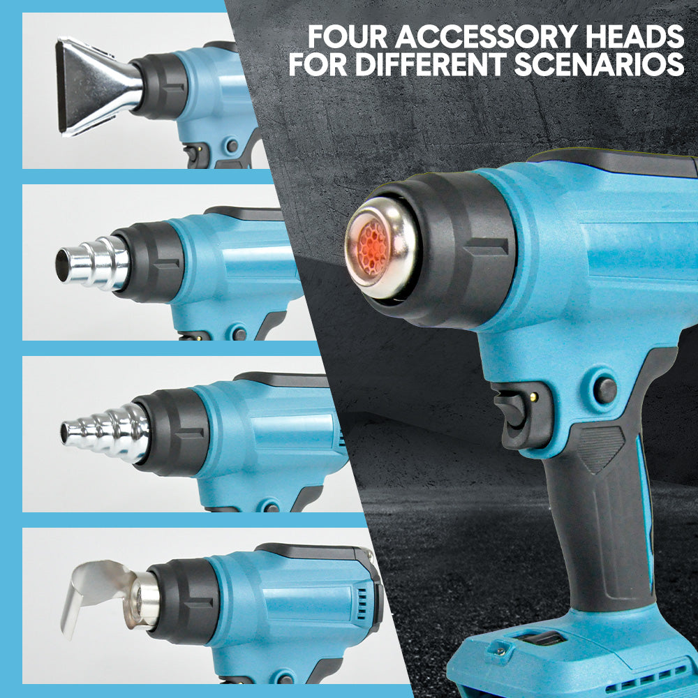 Cordless Heat Gun Hot Air Gun High Low Temperature Compatible for Makita 18V Lithium Battery With 5 Nozzles for Shrink Wrapping Tube Bending Body Only