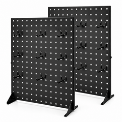 2 Pack Tabletop Pegboard Display Stand with 24 Hooks Black Metal Jewellery Organizer Retail Display Rack for Earrings Necklaces Crafts Accessories