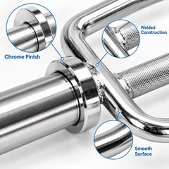 88cm Olympic Triceps Barbell with Spring Collars Knurled Neutral Grip 200kg Capacity Weightlifting Training Bar for Home Gym Strength Workouts