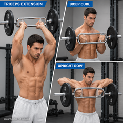 88cm Olympic Triceps Barbell with Spring Collars Knurled Neutral Grip 200kg Capacity Weightlifting Training Bar for Home Gym Strength Workouts
