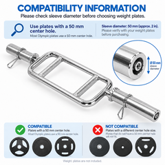 88cm Olympic Triceps Barbell with Spring Collars Knurled Neutral Grip 200kg Capacity Weightlifting Training Bar for Home Gym Strength Workouts
