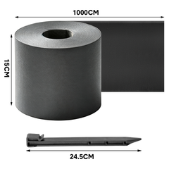 3x10m Landscape Edging Border Flexible Garden Rolls PE Insulating Belt 15cm Tall with 30 Stakes for Flower Beds Yard Paver Weather Resistant Divider Black