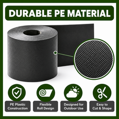 3x10m Landscape Edging Border Flexible Garden Rolls PE Insulating Belt 15cm Tall with 30 Stakes for Flower Beds Yard Paver Weather Resistant Divider Black